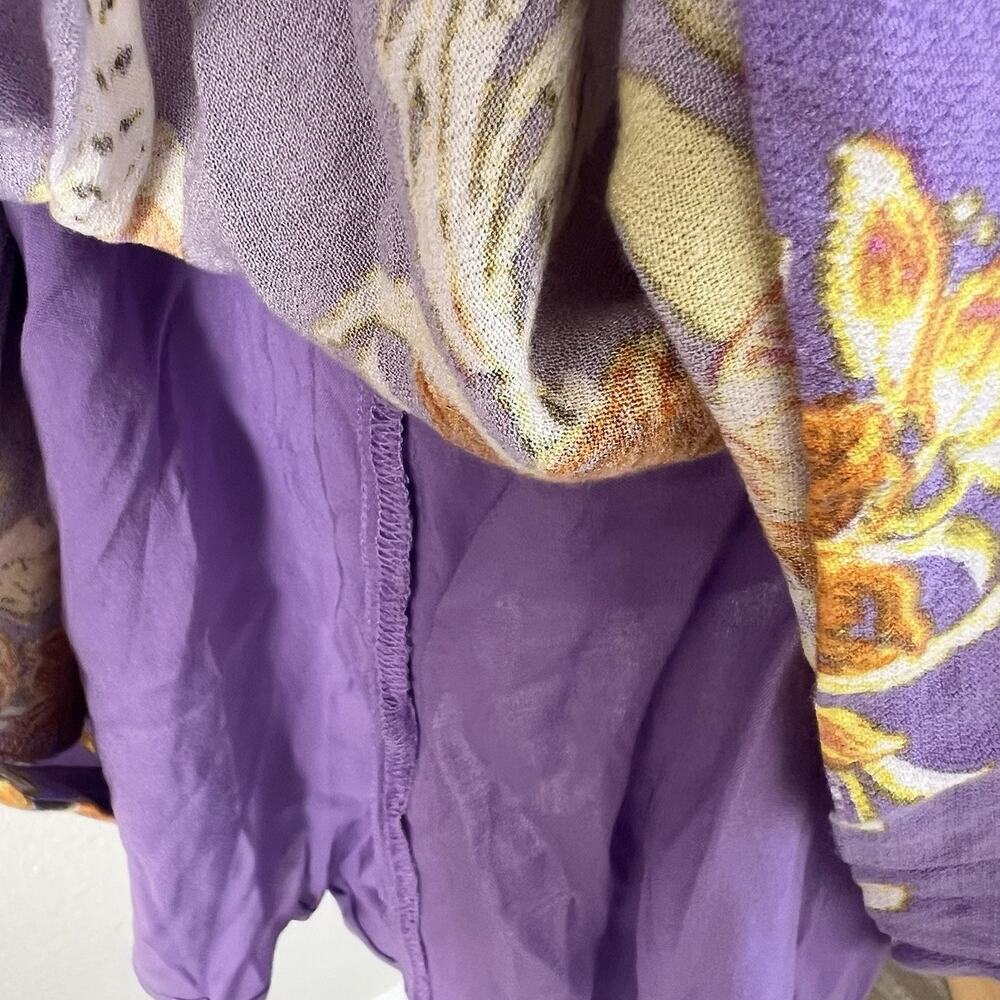Free People Baby It's You Floral Mini Dress Purple Combo Sz XS Cut Out Boho - Picture 5 of 7
